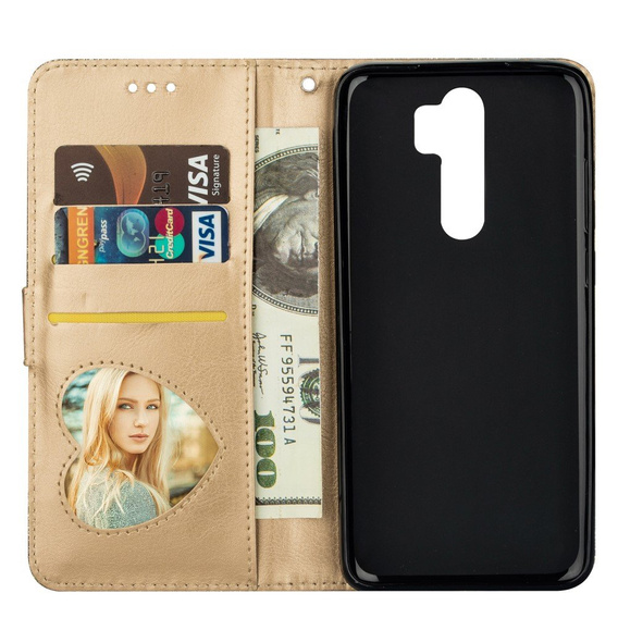 Klapkové puzdro pre Xiaomi Redmi Note 8 Pro, Wallet Zippered, zlaté