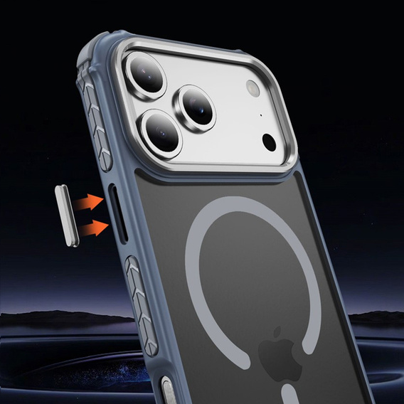 Matné puzdro pre iPhone 17 Pro Max, pancierované, pre MagSafe, dymové so sivými stranami