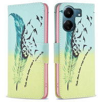 Klapkové puzdro pre Xiaomi Redmi 13C / Poco C65, Wallet, feather, modré