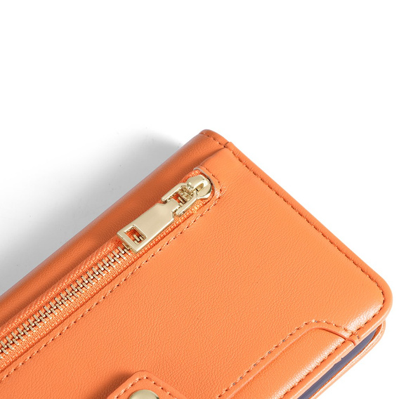 Klapkové puzdro pre Oppo Reno8 T 4G, Wallet Zipper Pocket, oranžové