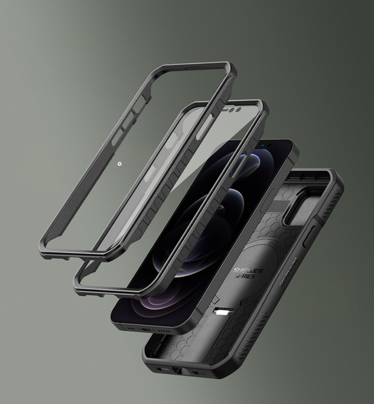 Obrnené puzdro pre iPhone 12 / iPhone 12 Pro, Dexnor CamProtect MagSafe, čierne (dva rámčeky)