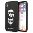 Karl Lagerfeld Obal na mobil pre iPhone X / XS, Saffiano Iconic Karl&Choupette Head, čierne