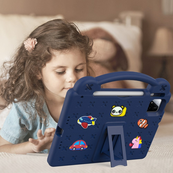 Detské puzdro pre Xiaomi Pad 7 / 7 Pro, Cute Patterns, so stojanom, tmavomodré