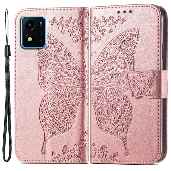 Klapkové puzdro pre Vivo Y01, Butterfly, ružové