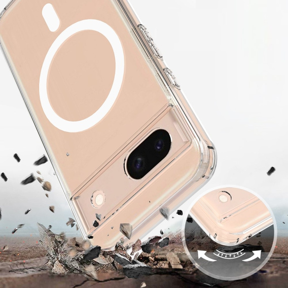 Puzdro pre Google Pixel 8A, Fusion Hybrid, pre MagSafe, priehľadné