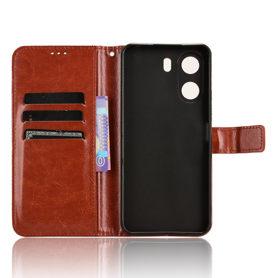 Klapkové puzdro pre Xiaomi Redmi 13C / Poco C65, Crazy Horse Wallet, hnedé