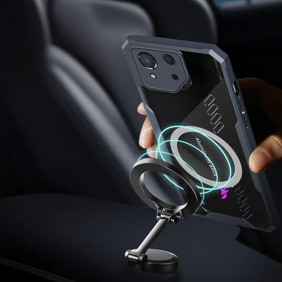 Puzdro pre ASUS ROG Phone 8 Pro, s magnetickým štítkom, transparentné / čierne