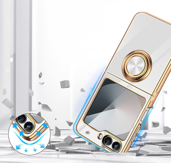 Obal na mobil pre Samsung Galaxy Z Flip7 FE / Z Flip6, Electro Ring, biele