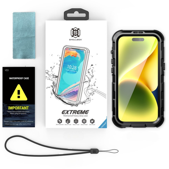Vodotesné puzdro IP68 pre iPhone 15, SHELLBOX MagSafe, čierne