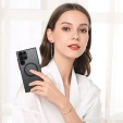Silikónové puzdro pre Samsung Galaxy S25 Ultra, s ochranou fotoaparátu, transparentné / čierne + tvrdené sklo 9H