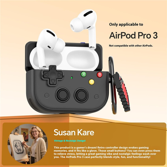 Retro puzdro na konzolu so srdiečkom pre AirPods Pro 3