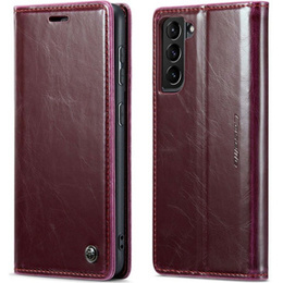 CASEME flipové puzdro pre Samsung Galaxy S21 FE, Waxy Textured, červené