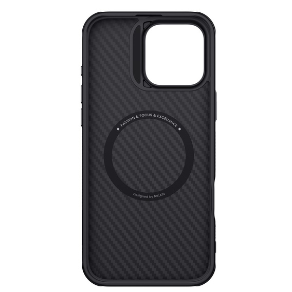 Puzdro pre iPhone 16 Pro Max, pancierované Nillkin, Carbon Fiber, pre Magsafe, čierne