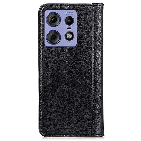 Flipové puzdro pre Motorola Edge 50 Pro, Split Leather, čierne