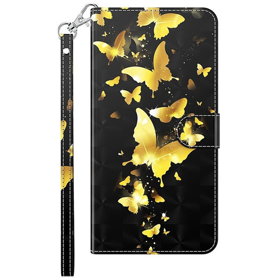 Klapkové puzdro pre Xiaomi Redmi 13C / Poco C65, Wallet, Butterflies zlaté