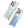 Puzdro pre iPhone 16 Pro Max, Card Holder Kickstand, transparentné 
