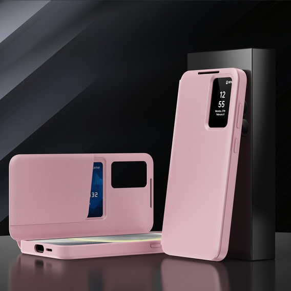 Flipové puzdro pre Samsung Galaxy S23 Ultra, Smart View Wallet, ružové