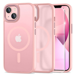 Puzdro pre iPhone 13, pre MagSafe, ERBORD Matt Case, ružový + sklo na displej