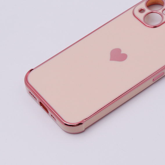 Obal na mobil pre Apple iPhone 13, Electro heart, ružové rose gold