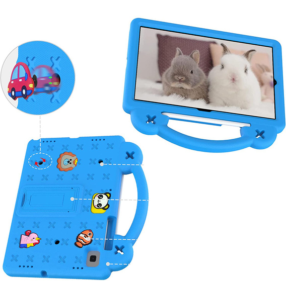 Detské puzdro pre Samsung Galaxy Tab S6 Lite 10.4 2020/2022 / Tab A7 2020 T500 / T505 / Tab S6 T860/T865, Cute Patterns, so stojanom, modré