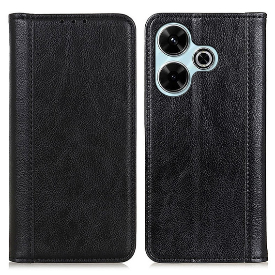 Flipové puzdro pre Xiaomi Redmi 13, Split Leather, čierne
