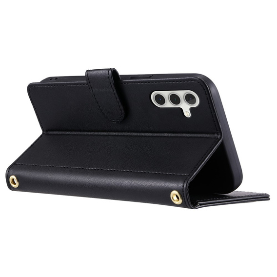 Puzdro s chlopňou pre Samsung Galaxy S25 FE, Rhombus Crossbody Leather, čierne