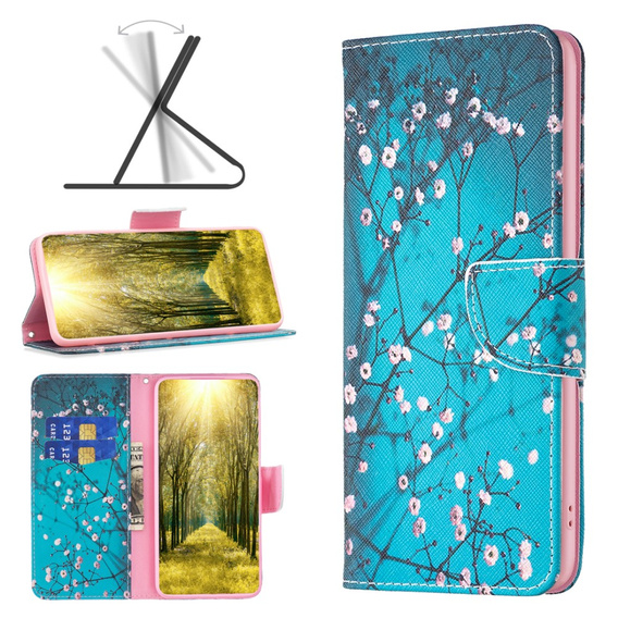 Klapkové puzdro pre Oppo A79 5G, Wallet, Sakura, modré