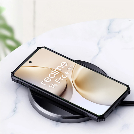 Puzdro pre Realme 14 Pro+ 5G, s magnetickým štítkom, transparentné / čierne