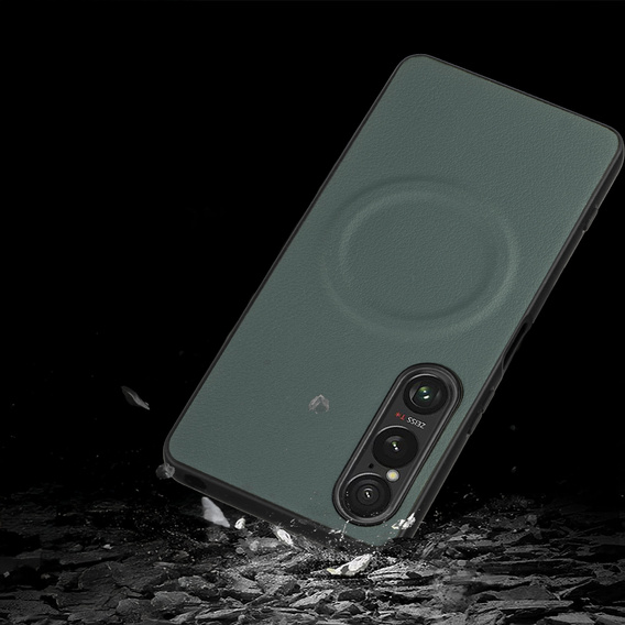 Obal na mobil pre Sony Xperia 1 VI, Leather Hybrid MagSafe, zelený