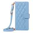 Puzdro s chlopňou pre Xiaomi Redmi Note 14 Pro 5G / Xiaomi Redmi Note 14 Pro+ 5G / Xiaomi Poco X7 5G, Rhombus Crossbody Leather, modré
