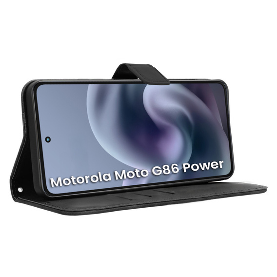Klapkové puzdro pre Motorola Moto G86 Power 5G, Crazy Horse Wallet, čierne