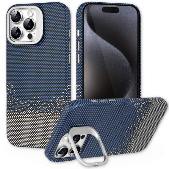Puzdro pre iPhone 15 Pro, Frame Kickstand, pre MagSafe, Sand Blue