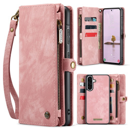 CASEME puzdro pre Samsung Galaxy A56 5G, Retro Leather Wallet, s remienkom, ružové