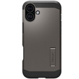 Puzdro Spigen pre iPhone 16, Tough Armor Mag MagSafe, sivé + tvrdené sklo 9H