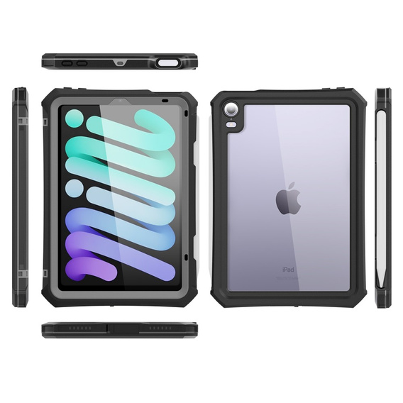 Vodotesné puzdro IP68 pre iPad mini 8.3" 2021 (6 gen.) / iPad mini 8.3" 2024 (7 gen.), čierne
