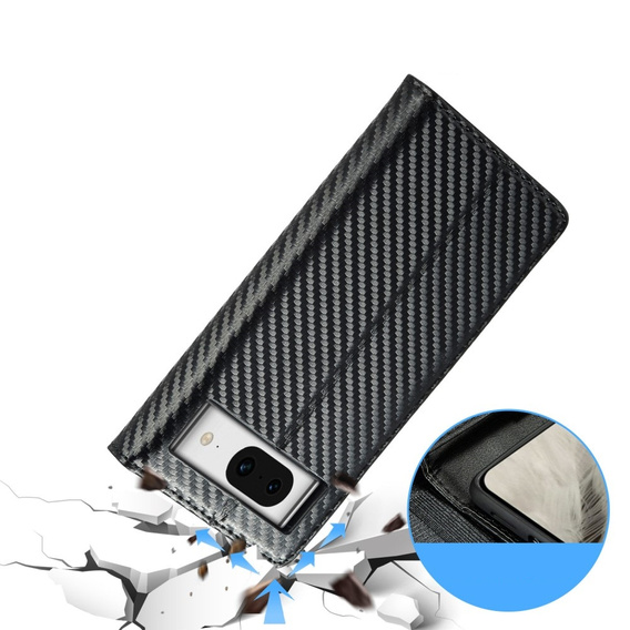 Flipové puzdro pre Google Pixel 8A, Carbon LC.IMEEKE, čierne