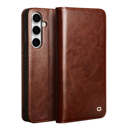Flipové puzdro pre Samsung Galaxy S25 FE, QIALINO Leather Wallet, hnedé