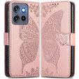 Klapkové puzdro pre Motorola Edge 50 Neo / Motorola ThinkPhone 25, Butterfly, ružové rose gold
