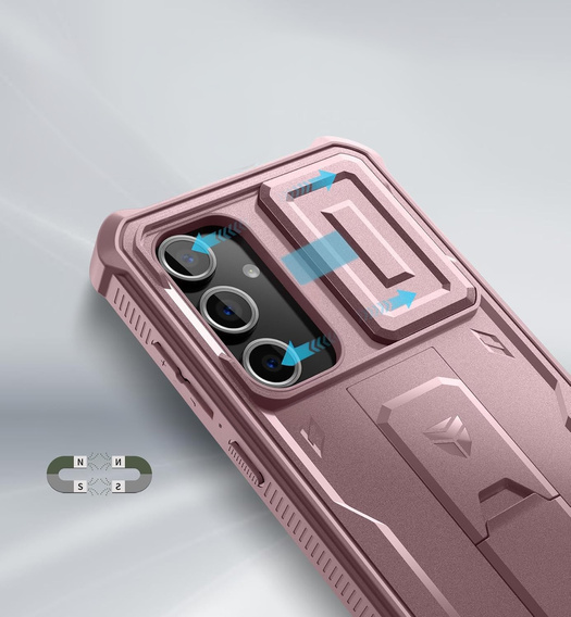 Obrnené puzdro pre Samsung Galaxy S24 FE, Dexnor Full Body (Two Frames), ružové rose gold