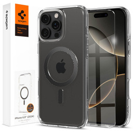 Puzdro MagSafe Spigen pre iPhone 16 Pro Max, Ultra Hybrid, priehľadné + tvrdené sklo 9H