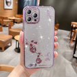 Puzdro pre iPhone 12 Pro Max, Glitter Flower, fialové