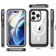 Puzdro pre iPhone 15 Pro, Armoured Full Protect 360° pre MagSafe, sklo na displej, čierne