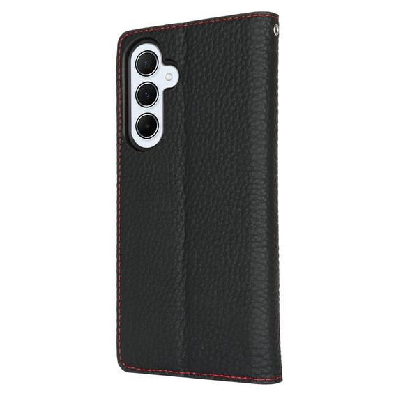 Klapkové puzdro pre Samsung Galaxy S25, Litchi Skin Grain, čierne