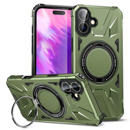 Puzdro pre iPhone 16, pancierované so stojanom a rukoväťou, zelený