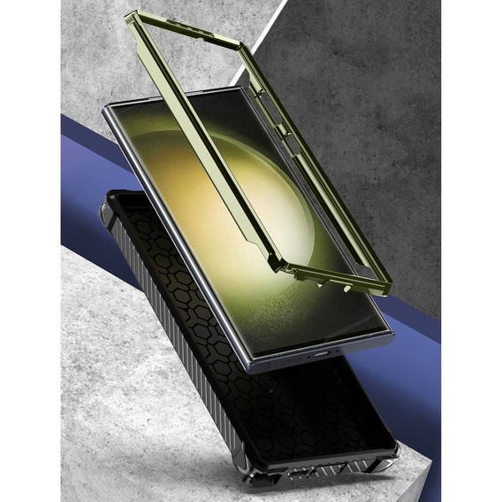 Obal na mobil pre Samsung Galaxy S23 Ultra, Heavy Duty Ring Belt Clip, zelený