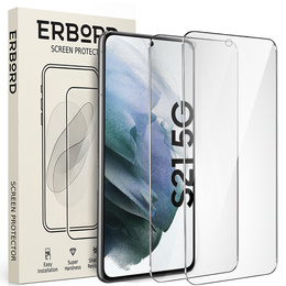 2x tvrdené sklo pre Samsung Galaxy S21, ERBORD 9H Hard Glass na displeji