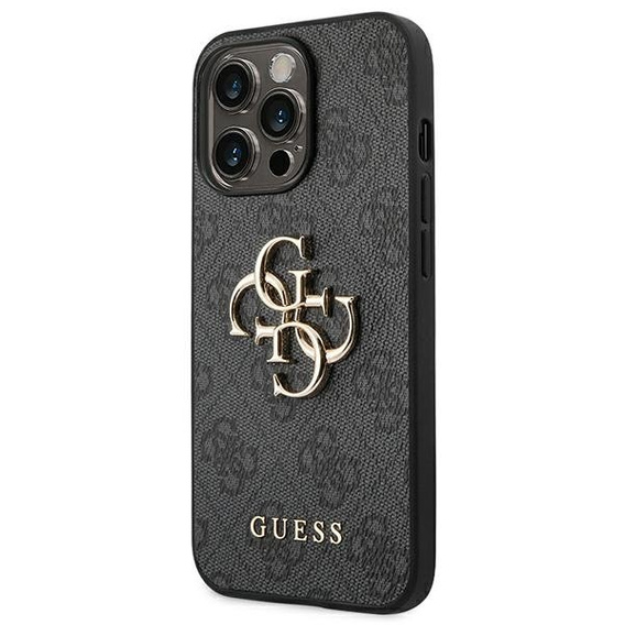 GUESS Obal na mobil pre iPhone 14 Pro, 4G Big Metal Logo, sivé