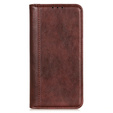 Obal na mobil pre Samsung Galaxy A56, Wallet Litchi Leather, hnedé