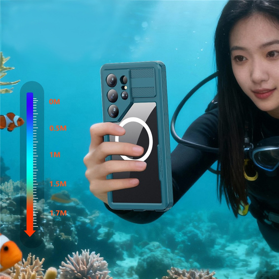 Redpepper MagSafe vodotesné puzdro pre Samsung Galaxy S26 Ultra, modré