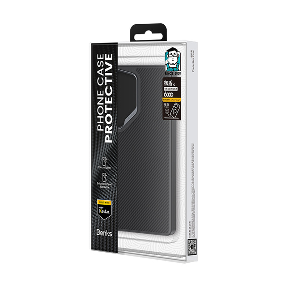 Puzdro BENKS Kevlar pre Samsung Galaxy S25 Ultra, pre MagSafe, Carbon Fiber, čierne
